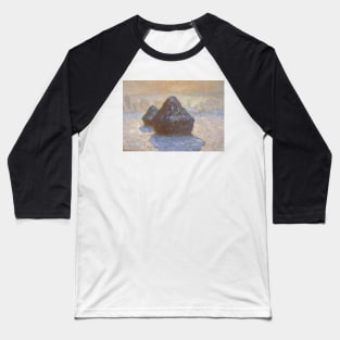 Haystacks: Snow Effect by Claude Monet Baseball T-Shirt